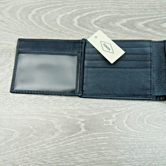 Fossil Lufkin Traveler Leather Deep Indigo Men's Wallet NEW - Picture 8 of 12